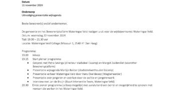 Uitnodiging presentatie wijkagenda